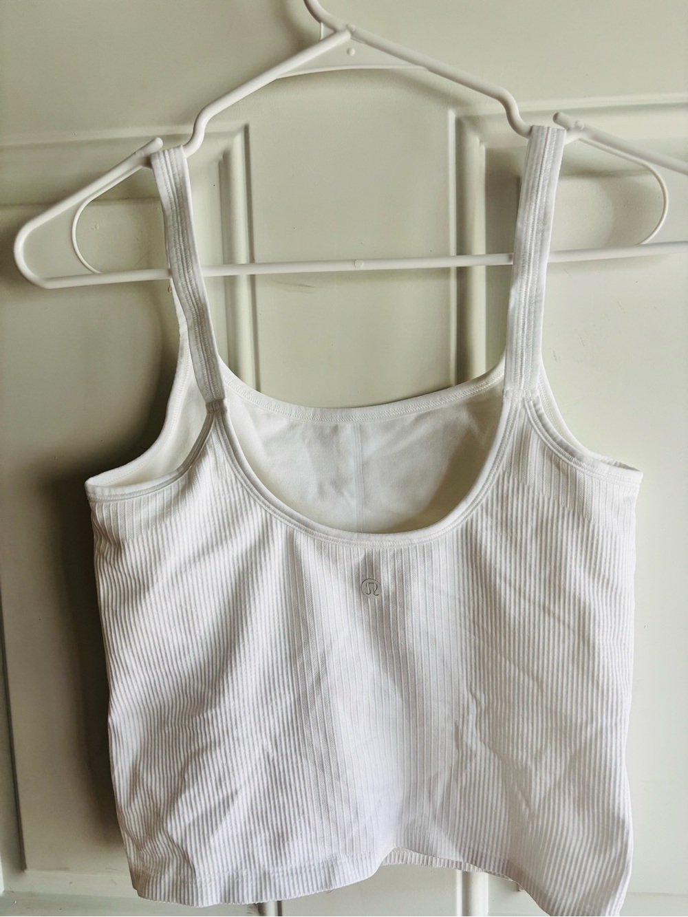 lululemon athletica White Ribbed Scoop Crop Tank